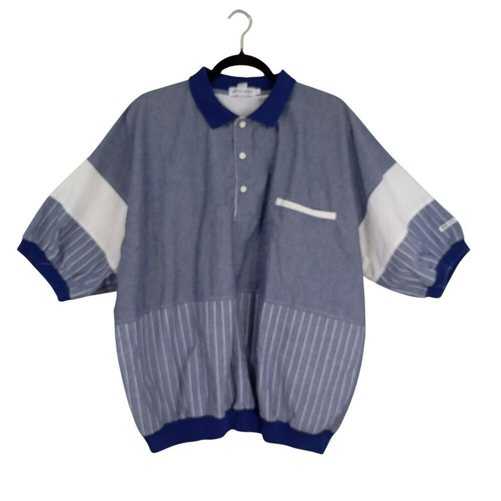 Pierre Cardin Polo Shirt Retro Style Striped Colorblock Short Sleeve Mens Size X